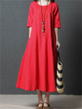 Women's Cozy Round Neck Half Sleeve Holiday Dresses