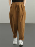 Comfy Elastic-waist Solid Color Harem Pants