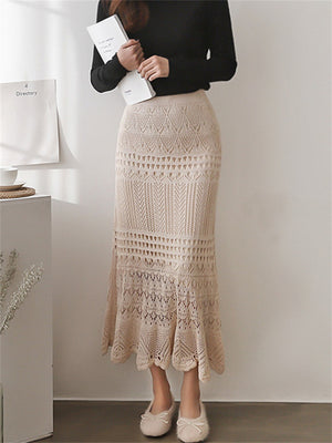 Women's Hollow Out Knitting Mermaid Skirt