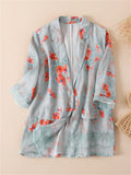 Women's Light Breathable Floral Printed Linen Blazer