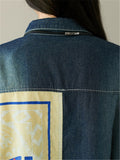 Stylish Patchwork Irregular Hem  Denim Jacket