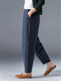 Linen Casual Solid Color Cropped Pants