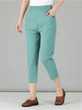 Trendy Elastic Waist Pants With Pockets