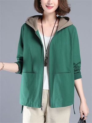 Fashion Korean Style Hooded Mom Jackets for Women