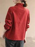 Corduroy Autumn Winter Literary Solid Slimming Ladies Shirts