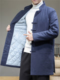 Men's Graceful Retro Solid Color Cotton Midi Pattern Coats