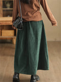 Vintage Corduroy Pleated A-Line Skirt for Women