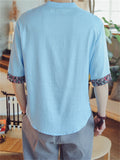 Men's Lotus Embroidered Linen Shirts