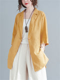 Women's Simple Cozy Cotton Linen Blazer Jackets