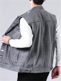 Vintage Men's Lapel Sleeveless Denim Jackets