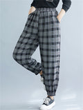 Chic Lattice Casual Spring Summer Literary Women's Pants