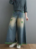 Vintage Ripped Wide-leg Jeans