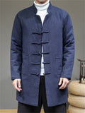 Men's Graceful Retro Solid Color Cotton Midi Pattern Coats