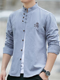 Men's Stylish Asian Inspired Slim Fit Button Up Cotton Shirts