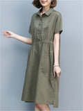 Solid Color Cotton Linen Dresses For Women