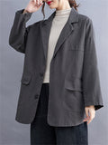 Simple Design Casual Loose Comfort Cotton Blazers For Women