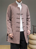 Men's Graceful Retro Solid Color Cotton Midi Pattern Coats