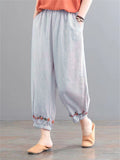 Women's Elastic Waist Comfy Cotton Linen Pants