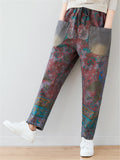 Printed Drawstring Straight Leg Pants With Pockets