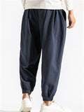 Male Linen Thin Sports Ankle-tied Pants