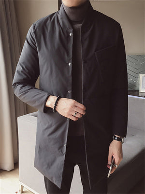 Men's Stand Collar Midi Coat