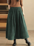 Vintage Corduroy Pleated A-Line Skirt for Women