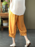 Comfortable Solid Color Elastic Cropped  Harem Pants For Lady