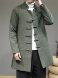 Men's Graceful Retro Solid Color Cotton Midi Pattern Coats