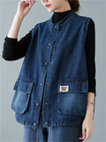 Women's Sleeveless Casual Solid Jackets