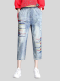 Summer Small Hole Female Cropped Jeans