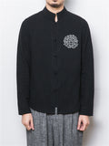 Lotus Embroidery Pattern Linen Shirts