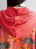 Floral Printed Hooded Jacket With Pockets