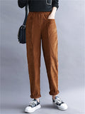 Plush Thick Autumn Winter Corduroy Warm Harem Pants For Women