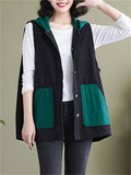 Spring Autumn Female Sleeveless Original Loose Vest Hooded Jackets