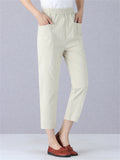 Trendy Elastic Waist Pants With Pockets