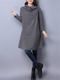 Loose Casual Solid Color Long Sleeve Dresses