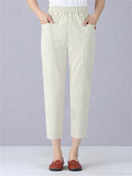 Trendy Elastic Waist Pants With Pockets