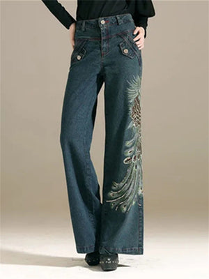 Dark Blue Loose Spring Autumn Trendy Jeans