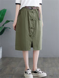 Solid Slit Korean Style Skirt For Female