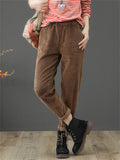 Elastic Corduroy Washed Thicken Autumn Women's Pants