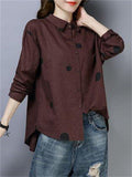 Cotton Linen Polka Dot Casual Shirts