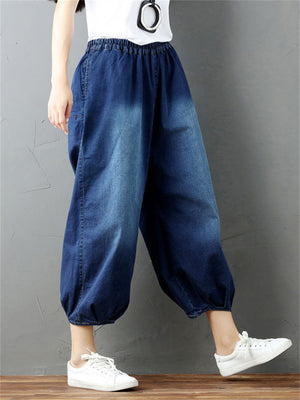 Women's Blue Denim Bloomer Pants