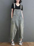 Washed New Spring Relaxed Retro Jumpsuits For Lady