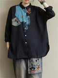 Fashion Printed Buttons-Up 3/4 Sleeve Shirts