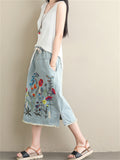 Women's Denim Embroidery Long Skirts