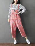 Loose Cotton Linen Printed Jumpsuits