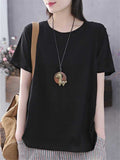 Comfort Round Neck Solid Color T-Shirts for Petite Woman