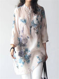 Women's Stylish Mid-length Floral Linen Shirts