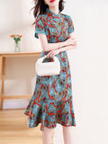 Women's Trendy Printed Cheongsam Fishtail Dress