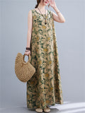 Sleeveless Floral Linen Dresses for Women